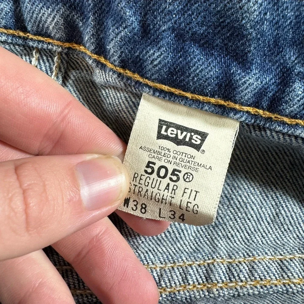 Vintage Levi's 505 Jeans Men's 38x34 Fits 36x30 Orange‎ Tab Faded Whiskered 90s